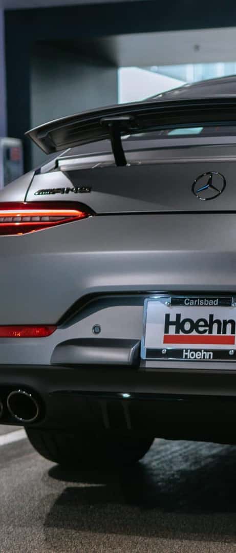 Rear of a Mercedes-AMG GT with a Hoehn license plate frame
