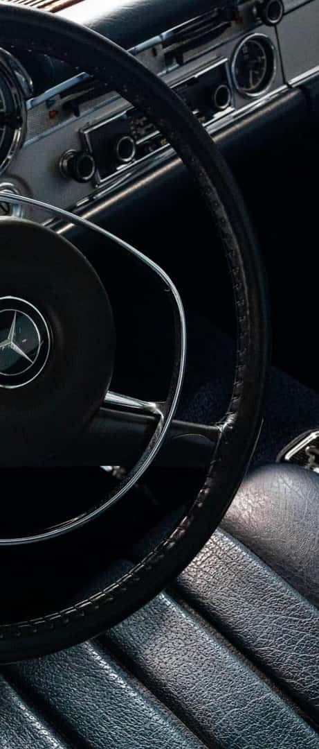 Steering wheel of a classic Mercedes-Benz