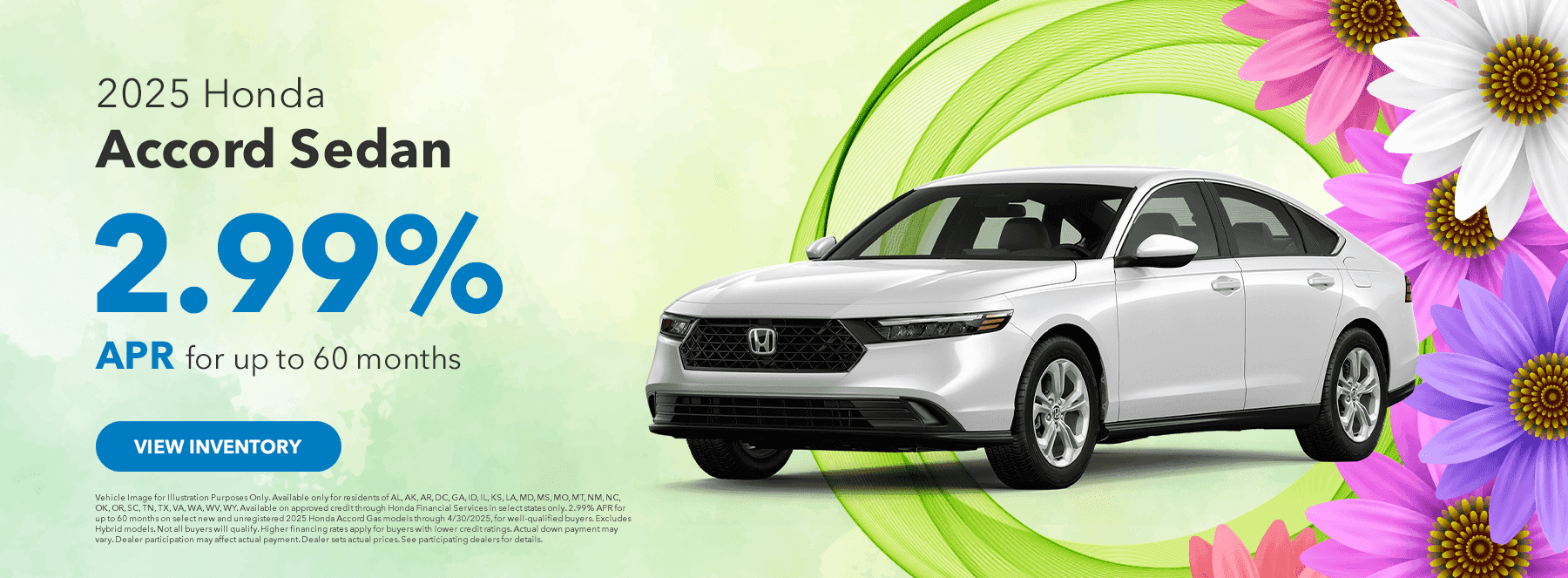 2025 Accord Sedan 2.99% APR for up to 60 months