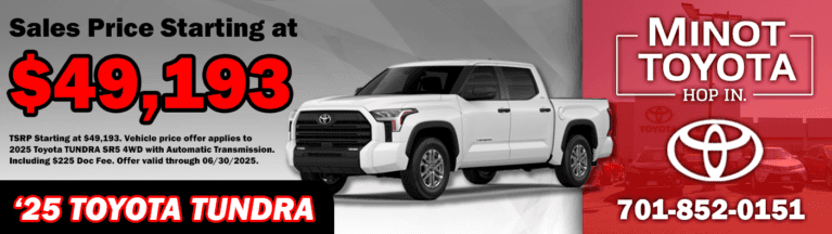 New Toyota Vehicles For Sale | Minot Automotive Company