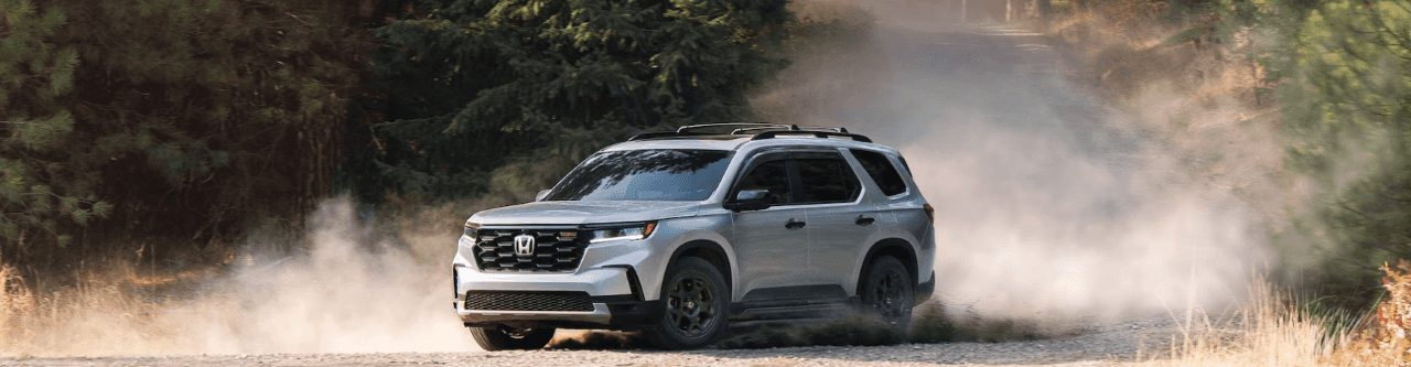 A Honda Pilot parked near St. Simons Island, GA, highlighting its versatility and family-friendly features.