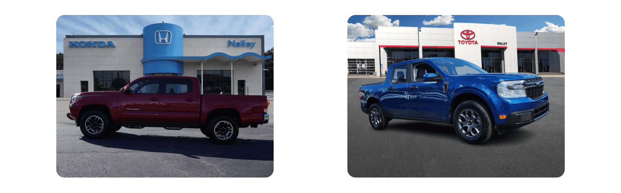 Exterior view of Nalley Honda Brunswick showcasing a selection of used trucks for sale near Brunswick, GA.