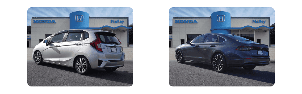Friendly sales staff assisting customers at Nalley Honda Brunswick, helping with vehicle selection and finance options.