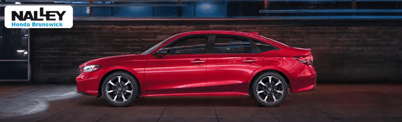Honda Civic sedan parked at Nalley Honda Brunswick dealership
