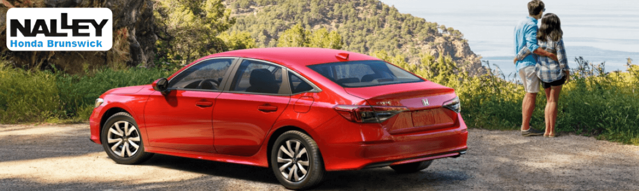 The 2025 Honda Civic on display at Nalley Honda Brunswick, showcasing its bold new design.