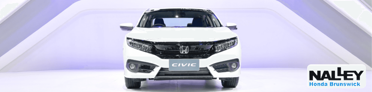 Honda Civic models on display at Nalley Honda Brunswick showroom in Brunswick, GA.