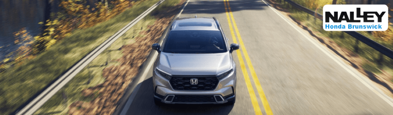 Front view of the 2025 Honda CR-V on display outside Nalley Honda Brunswick in Glynn County.
