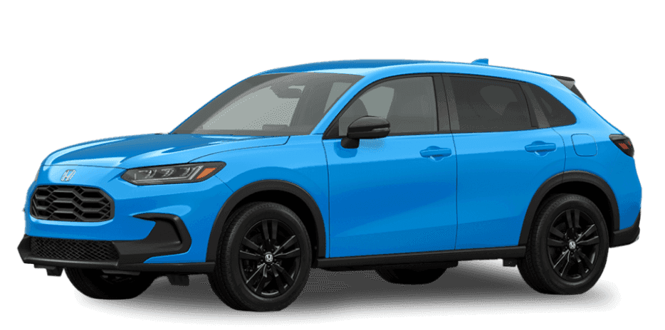 26 Honda HR-V Sport in Boost Blue Pearl in three-quarter angle.