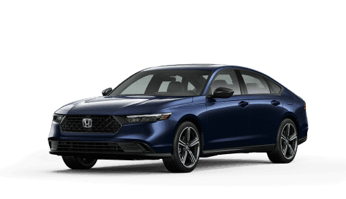 Three-quarter view of a dark blue 2026 Honda Accord.