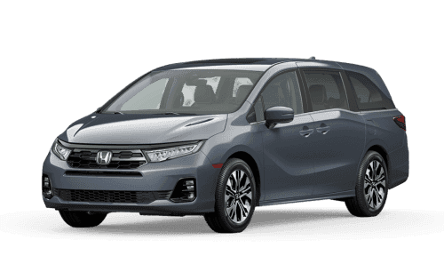 Three-quarter view of a gray 2026 Honda Odyssey.