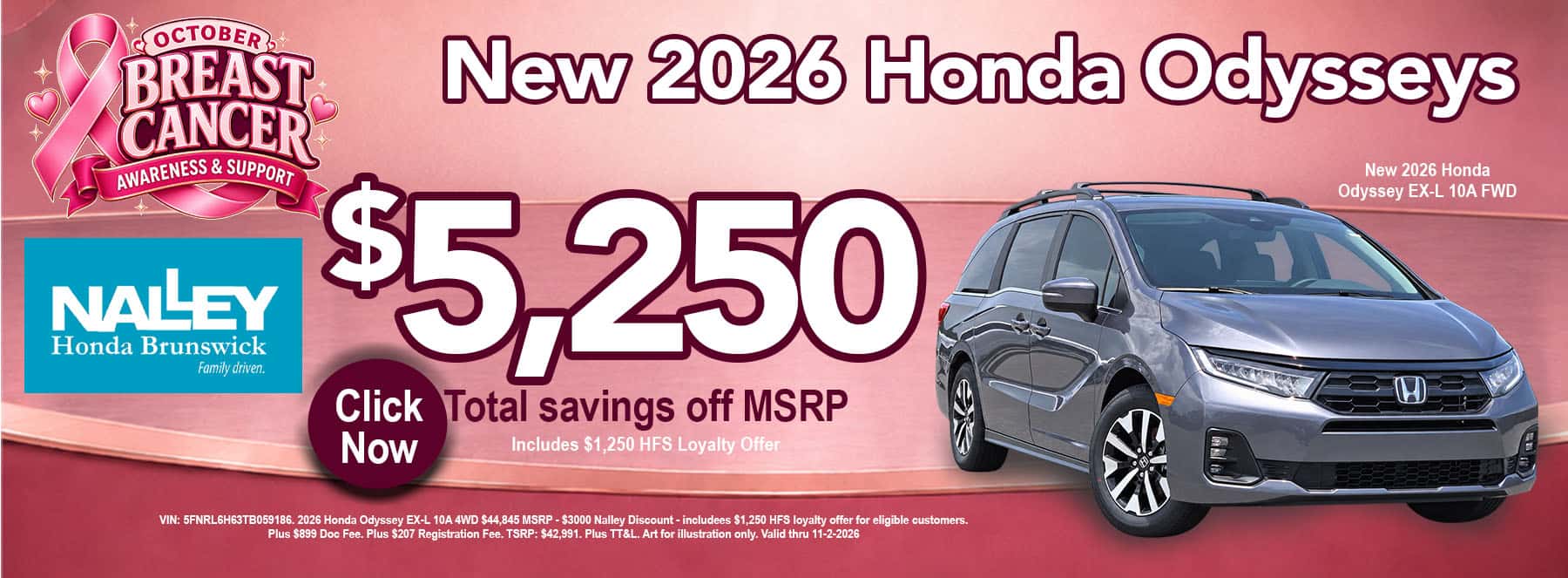 $5,250 TOTAL SAVINGS ON 26 ODYSSEY