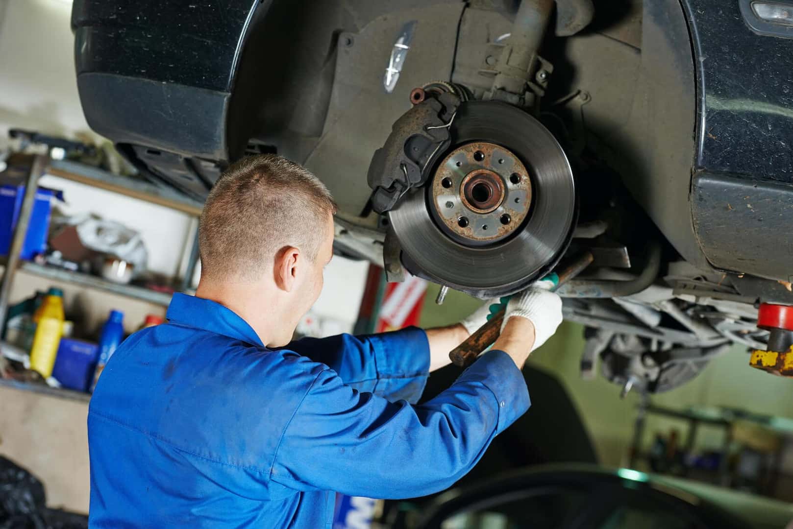 Professional brake repair service showing proper brake maintenance