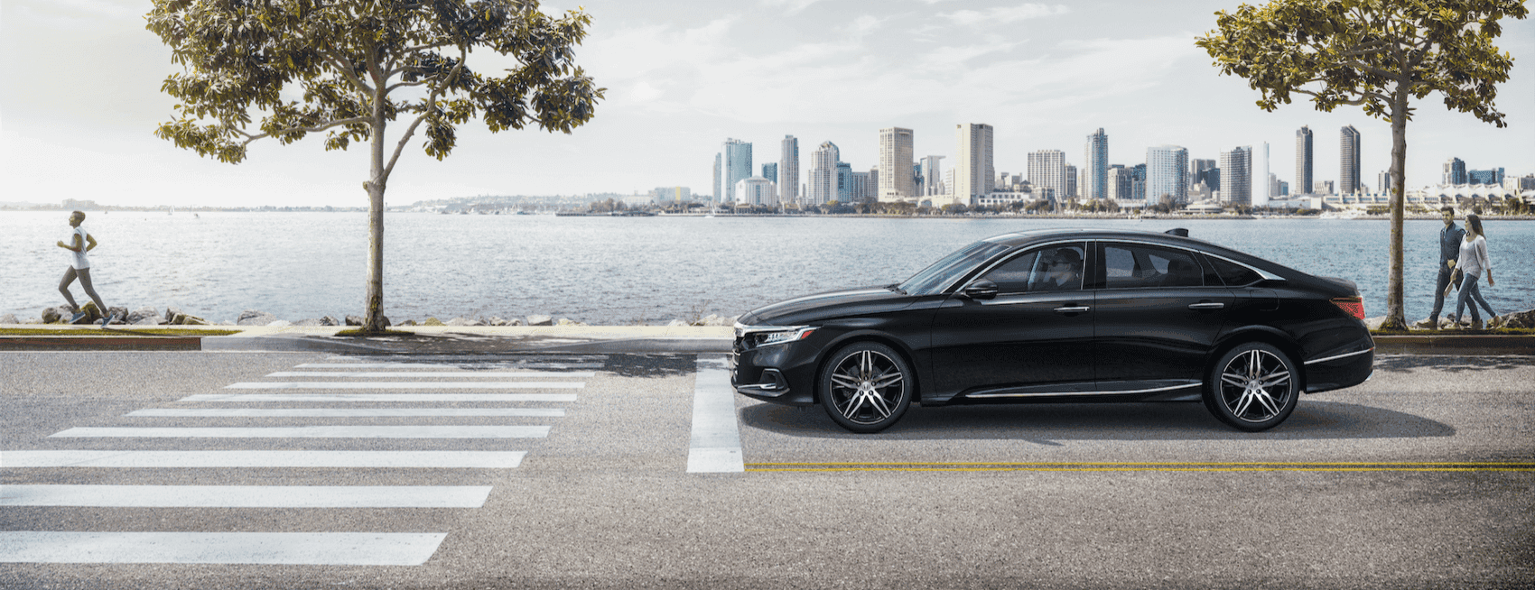 Driving a Honda Accord by the water