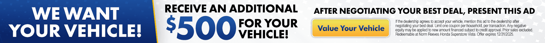 Receive An Additional $500 For Your Vehicle