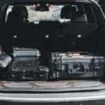 luggage in trunk stock image