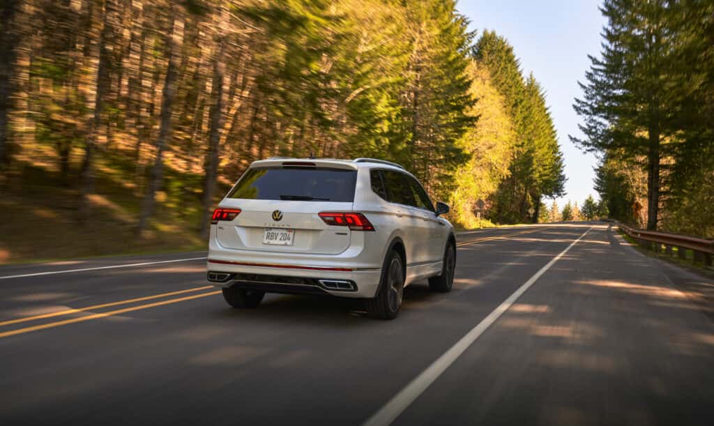 Rear view of a Volkswagen Tiguan on the road