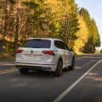 Rear view of a Volkswagen Tiguan on the road
