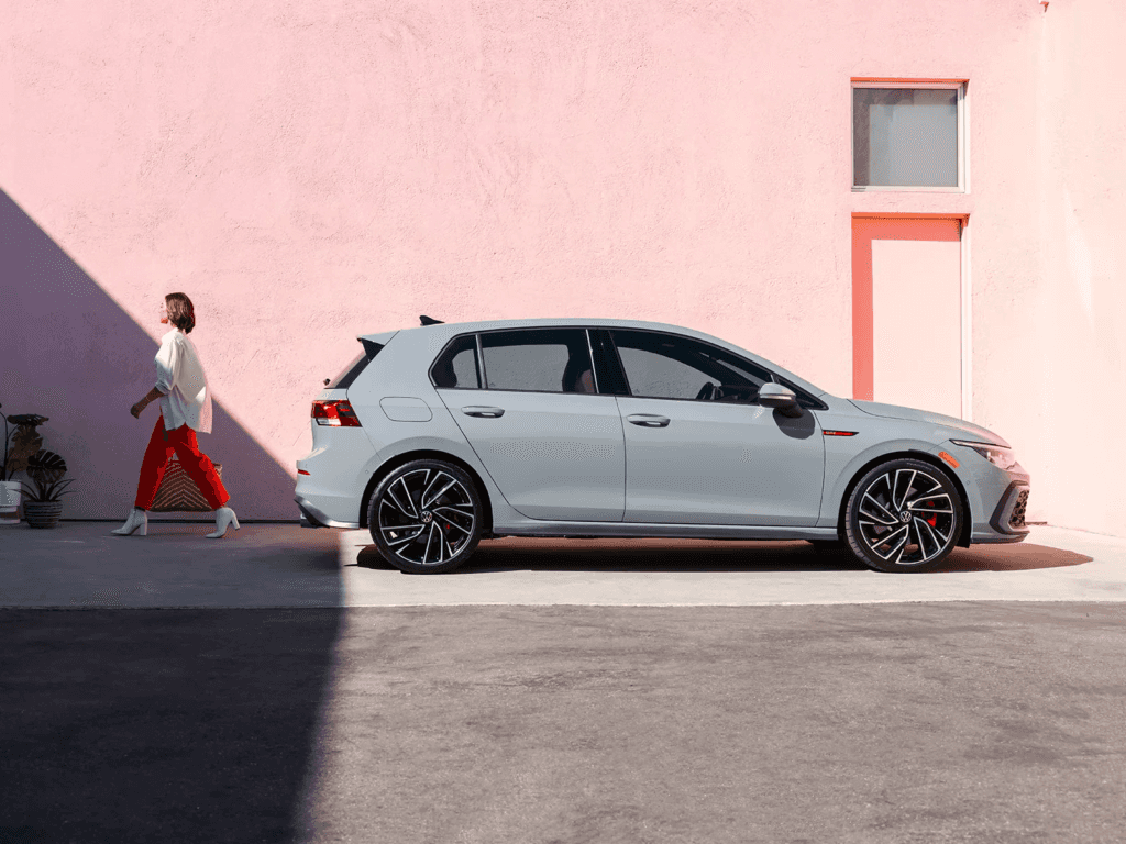 Profile of a parked used Volkswagen Golf GTI