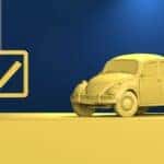 Volkswagen bug next to check mark illustration