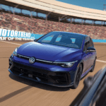 2026 Volkswagen Golf R driving on the racetrack