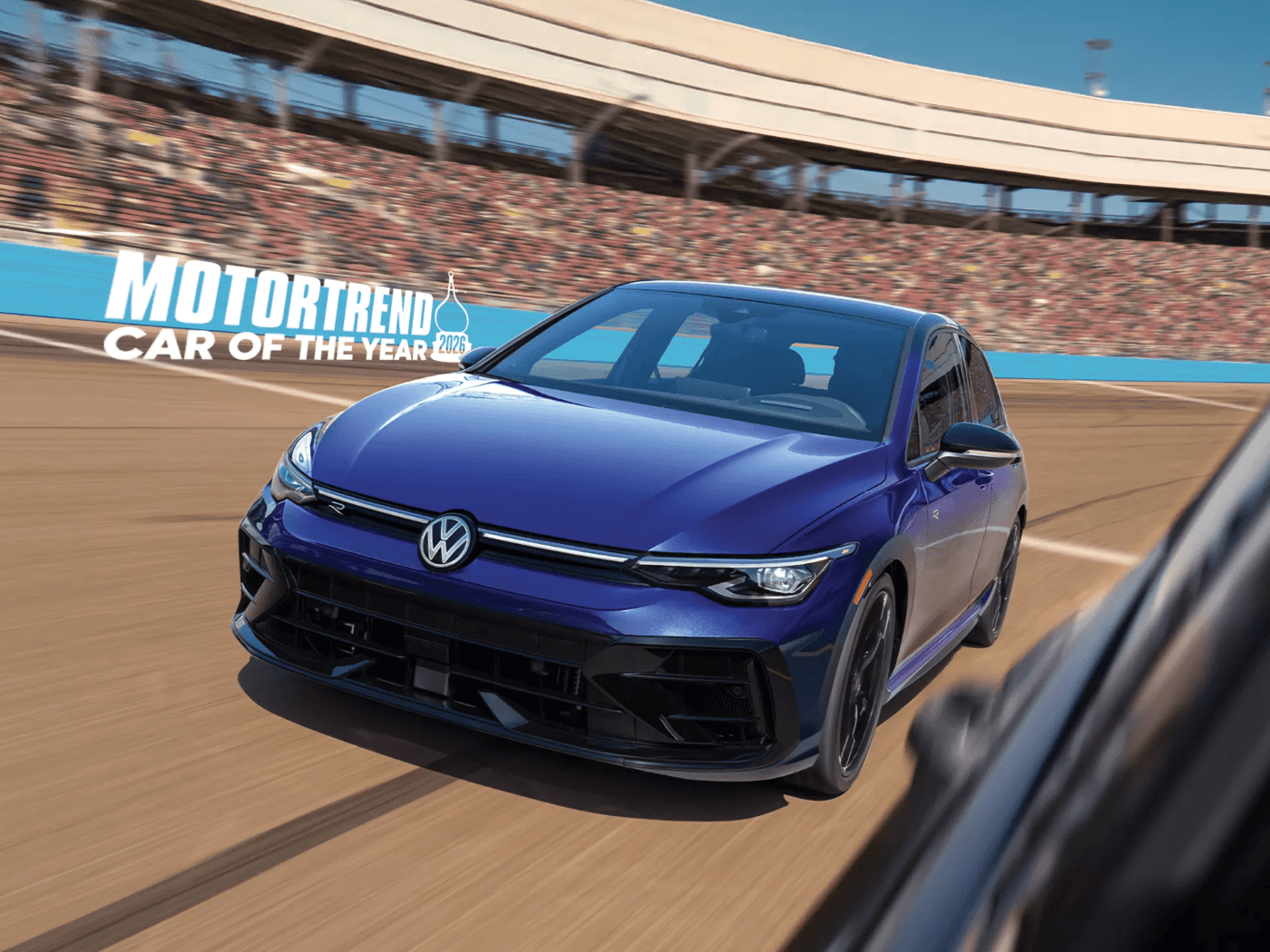 2026 Volkswagen Golf R driving on the racetrack