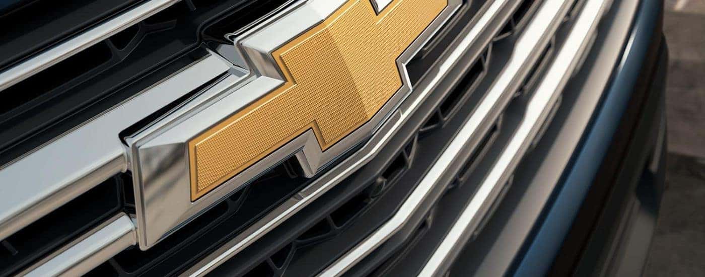 The Chevy badge on a grille.