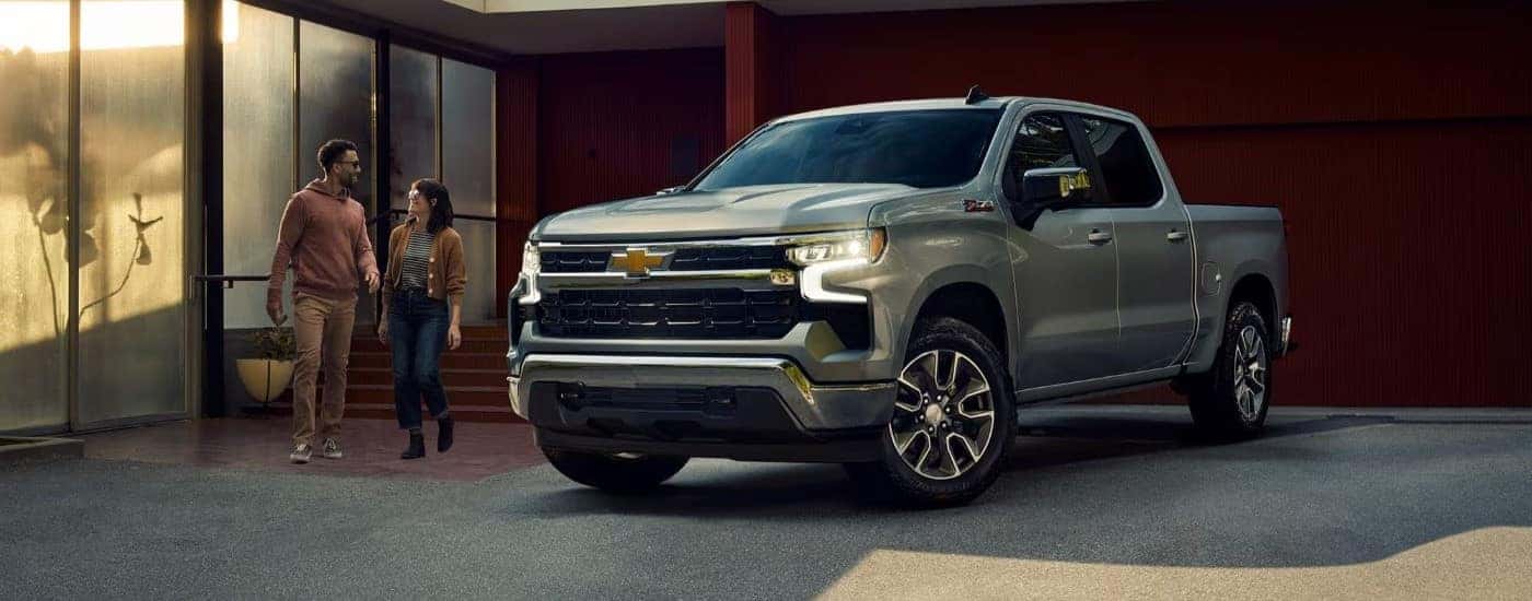 A grey 2023 Chevy Silverado 1500 Z71 parked on a driveway.