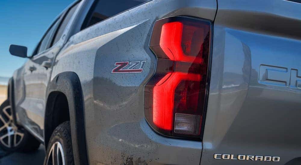 Taillight on a grey 2024 Chevy Colorado Z71 at a Chevy dealer near Duncan.