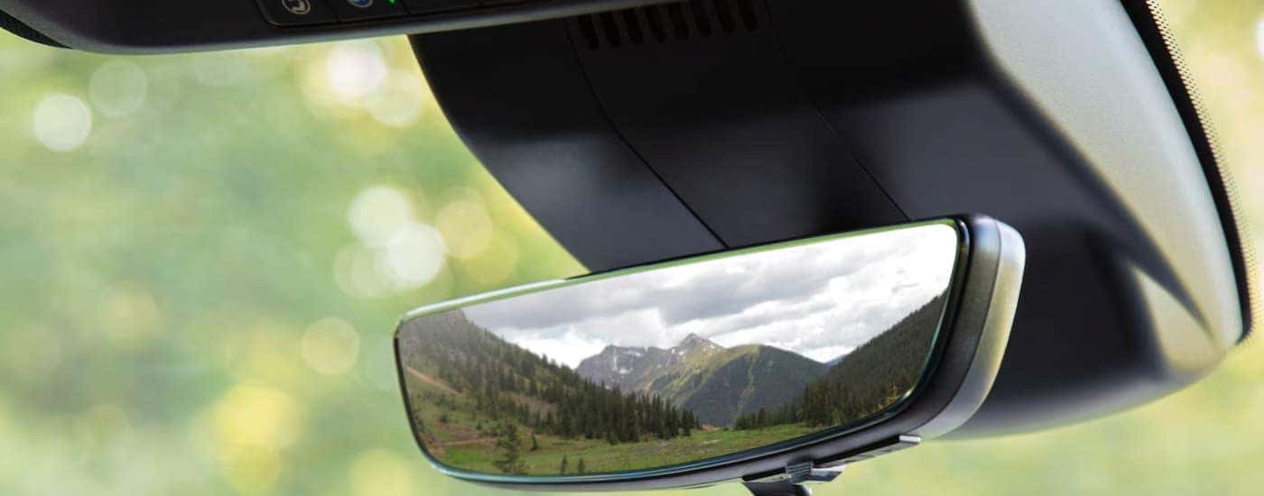 The rearview mirror in a 2025 Chevy Silverado 1500 for sale near Duncan.