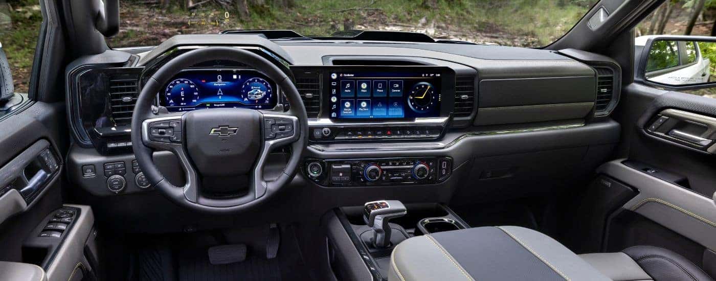 Infotainment and digital gauge cluster on a 2023 Chevy Silverado 1500 ZR2 Bison for sale near Boiling Springs