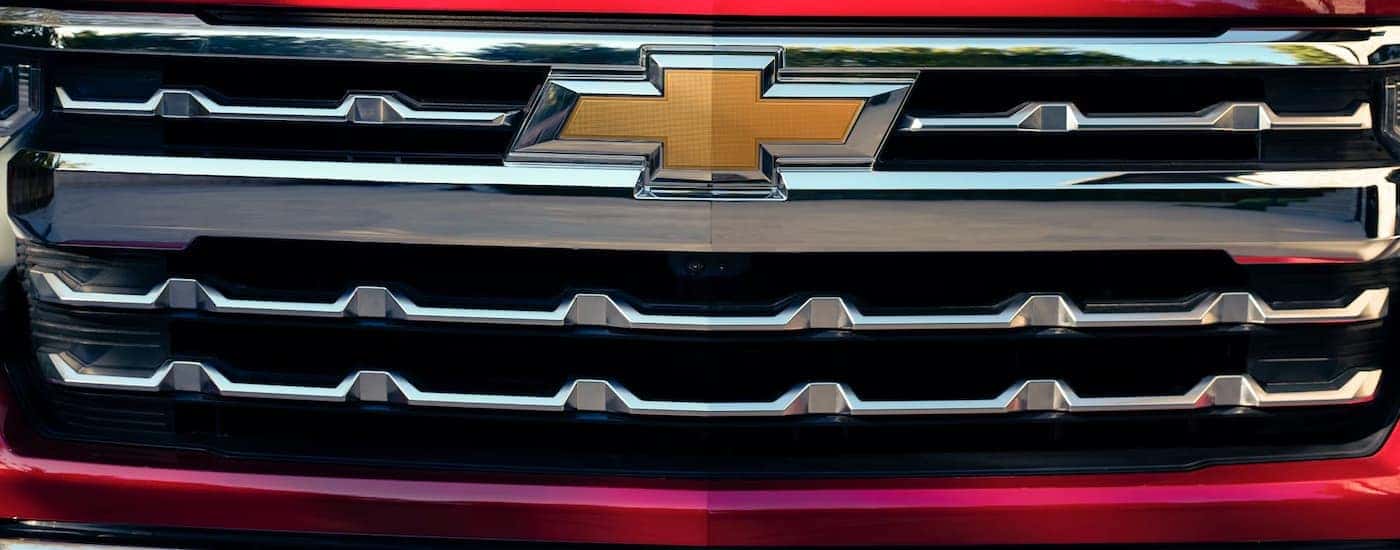 Close-up of the grille on a 2025 Chevy Silverado for sale near Boiling Springs