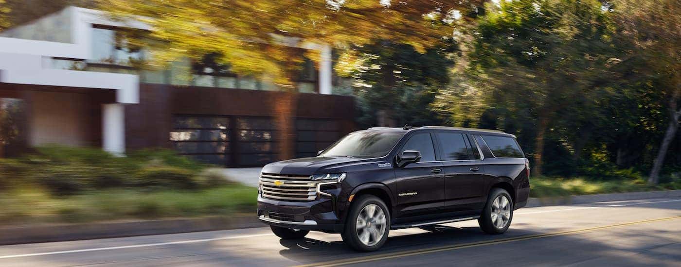 A grey 2022 Chevy Suburban after leaving a dealer that has a used Chevy for sale near Boiling Springs.