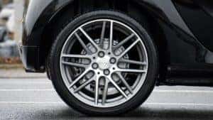 Close up for car wheel on the road