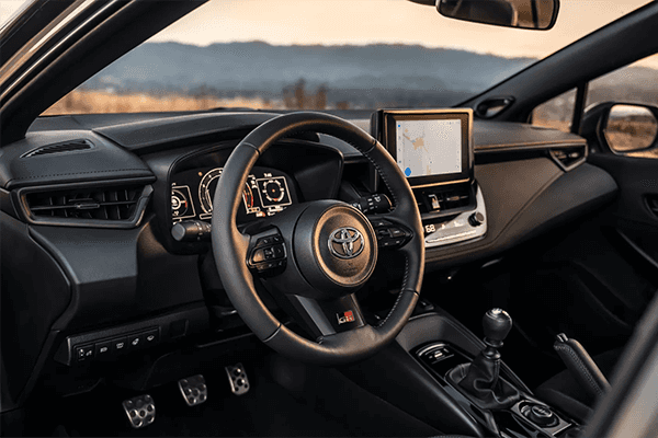 2025 Toyota GR Corolla interior with red stitching