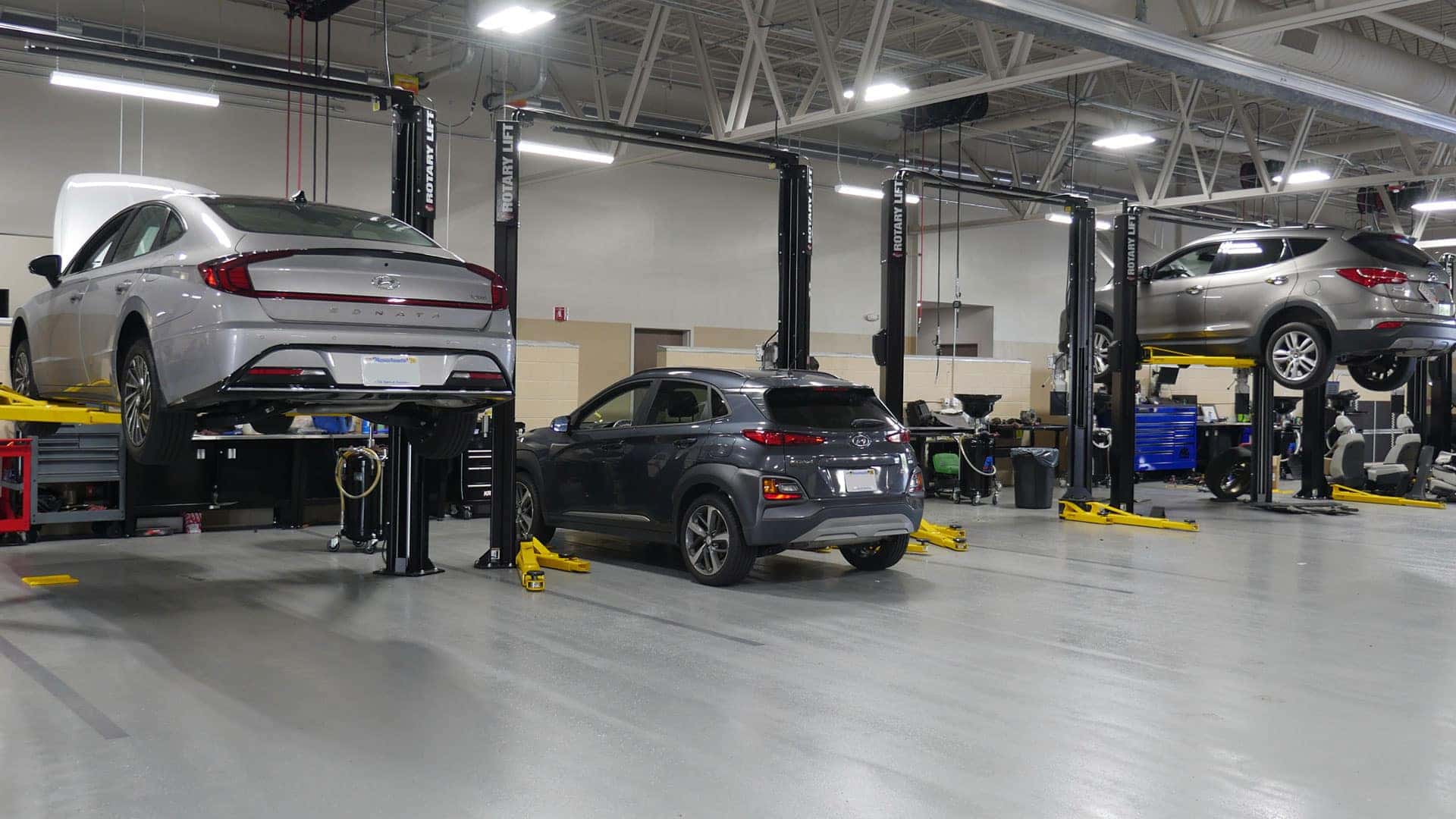 Hyundai Vehicles on lift