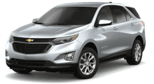 A silver 2019 Chevy Equinox is facing left.