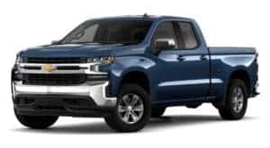 A blue 2019 Chevy Silverado 1500 is facing left.