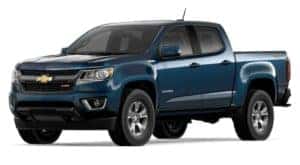 A blue 2019 Chevy Colorado is facing left.