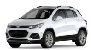 A white 2020 Chevy Trax is facing left.
