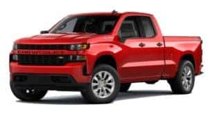 A red 2021 Chevy Silverado 1500 is angled left.