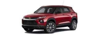 A red 2021 Chevy Trailblazer is angled left.