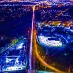 Bethlehem, PA, is shown from above at night.
