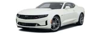 A white 2021 Chevy Camaro 1LT RS is angled left.