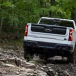A white 2023 Chevy Silverado ZR2 Bison is shown from the rear.