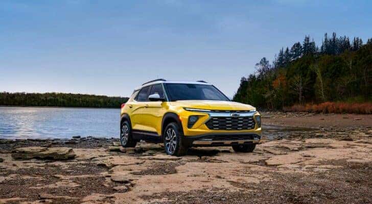 A yellow 2024 Chevy Trailblazer Activ is shown from the front at an angle.