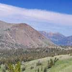Trail to Winnemucca Lake from High Top Lake in the summer, featuring mostly melted snow packs