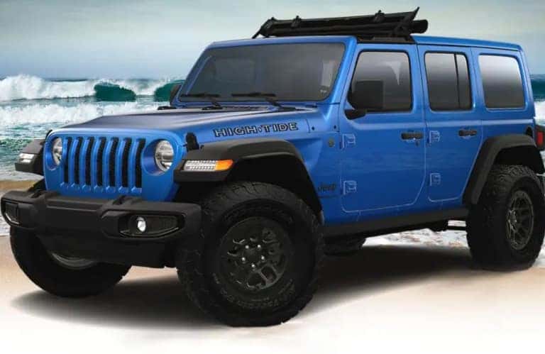 Jeep Wrangler High TIde in Hydro Blue on Beach