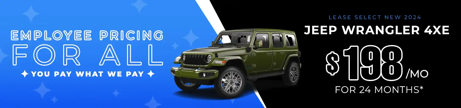 Lease Select New 2024 Jeep Wrangler 4xe for $198/mo for 24 months