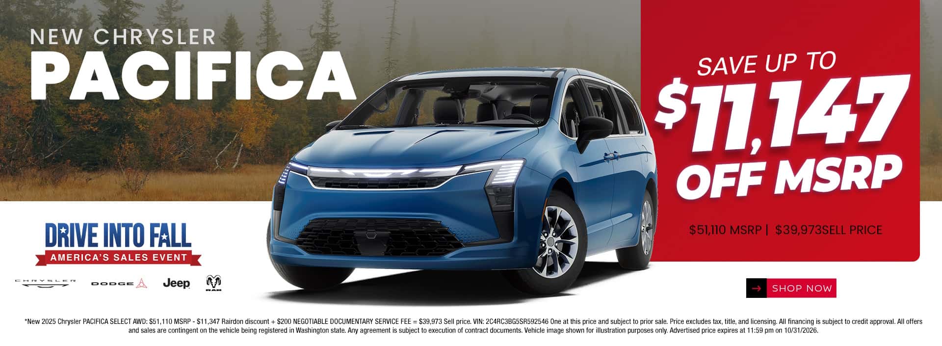$11,147 off MSRP* on New Chrysler Pacifica