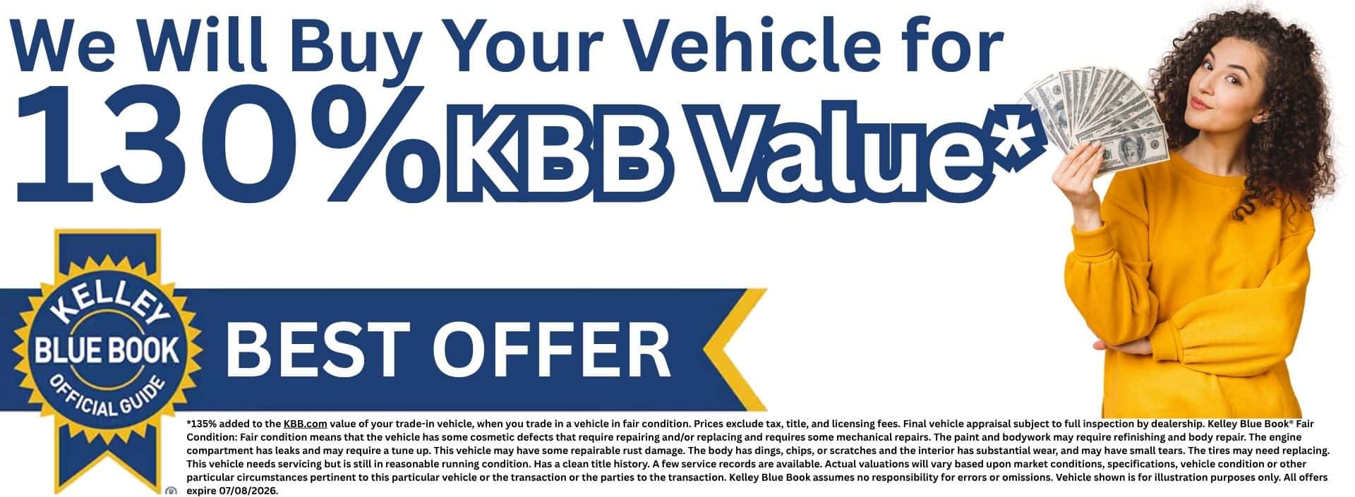 We Will Buy Your Vehicle for 130% KBB Value
